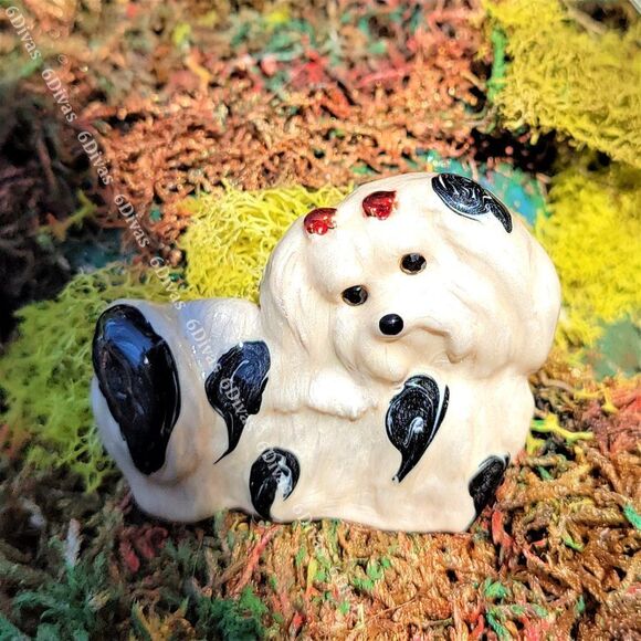 ENAMEL White Dog Brooch  or Puppy Pin - Picture 2 of 6